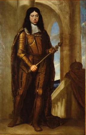 CAGNACCI, Guido Kaiser Leopold I. (1640-1705) im Kranungsharnisch France oil painting art